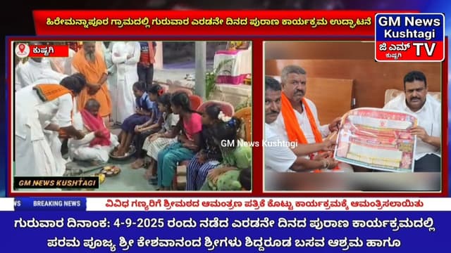 ಹಿರೇಮನ್ನಾಪೂರ ಗ್ರಾಮದಲ್ಲಿ ಗುರುವಾರ ಎರಡನೇ ದಿನದ ಪುರಾಣ ಕಾರ್ಯಕ್ರಮ ಉದ್ಘಾಟನೆ